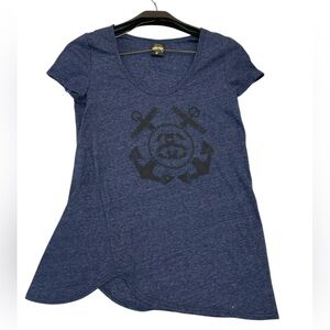 Stussy S asymmetrical sailor T shirt in excellent condition! Bottom is timy asym